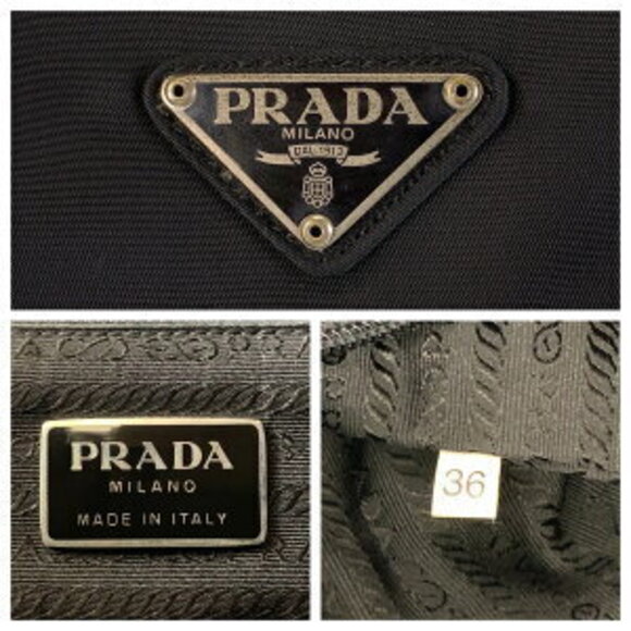 Prada Tessuto triangular logo plate black Nylon shoulder messenger bag - Picture 10 of 10